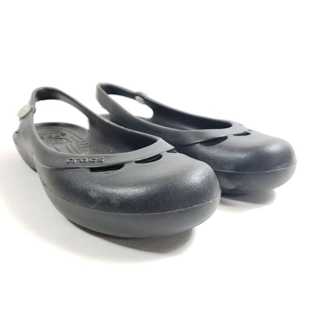 Crocs Womens Black Kadee Flats With Floral Detail Size 8